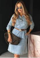 Jeansowa sukienka z paskiem Keep It Real niebieska