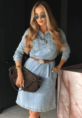 Denim dress with belt Keep It Real blue
