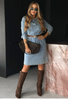 Jeansowa sukienka z paskiem Keep It Real niebieska