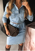 Jeansowa sukienka z paskiem Keep It Real niebieska