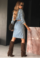 Jeansowa sukienka z paskiem Keep It Real niebieska