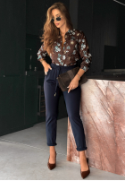 Wzorzysta koszula w kwiaty Ask Again czekoladowa