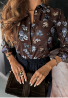 Wzorzysta koszula w kwiaty Ask Again czekoladowa