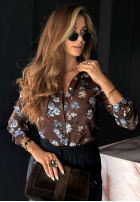 Wzorzysta koszula w kwiaty Ask Again czekoladowa