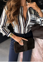 Wzorzysta koszula w paski Next Stop biało-granatowa