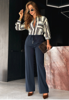 Wzorzysta koszula w paski Next Stop biało-granatowa