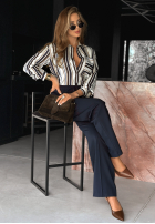 Wzorzysta koszula w paski Next Stop biało-granatowa