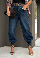 Banana denim pants with belt Give Me A Second dark blue