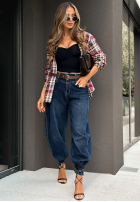 Spodnie jeansowe z paskiem banana Give Me A Second ciemnoniebieskie