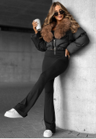 Pikowana kurtka z futerkiem Fancy Freeze czarna