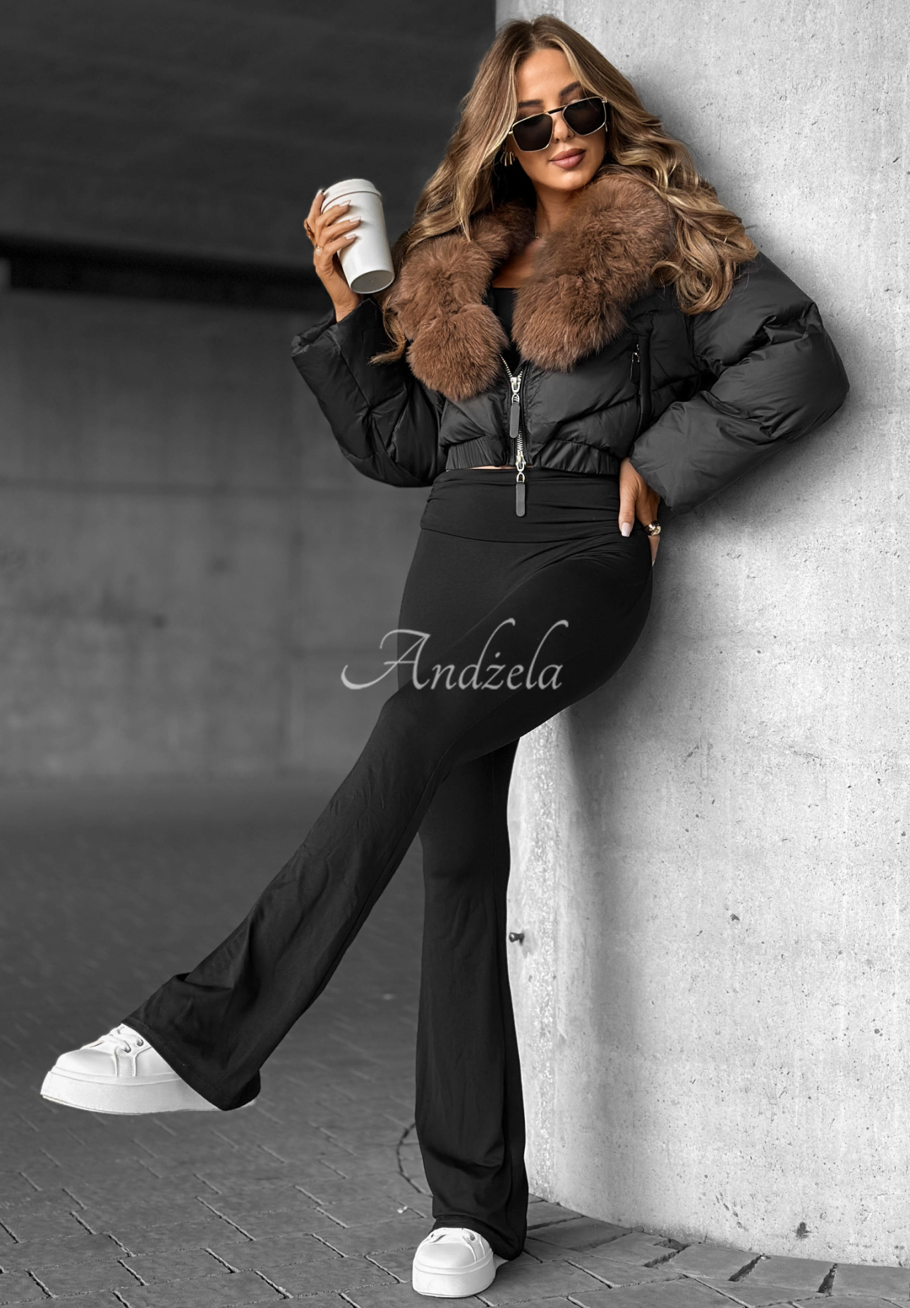 Down jacket with fur Fancy Freeze black