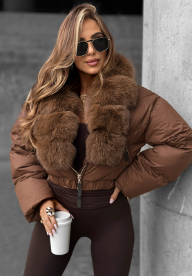Fancy Freeze chocolate faux fur down jacket