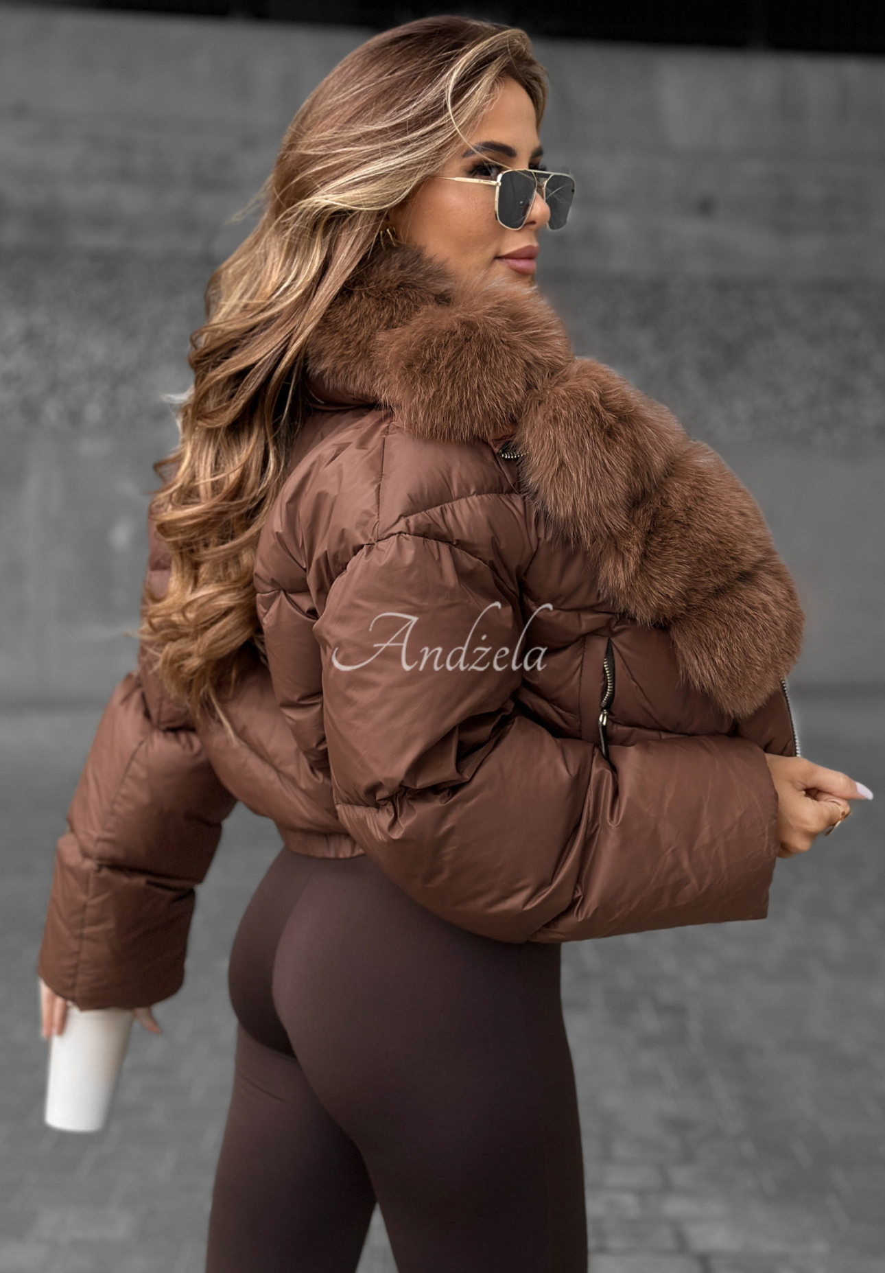 Fancy Freeze chocolate faux fur down jacket