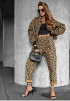 Spodnie jeansowe w panterkę Panthera Prowl beżowo-brązowe