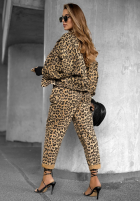 Spodnie jeansowe w panterkę Panthera Prowl beżowo-brązowe