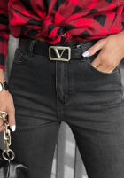 Spodnie jeansowe z paskiem Too Real ciemnoszare