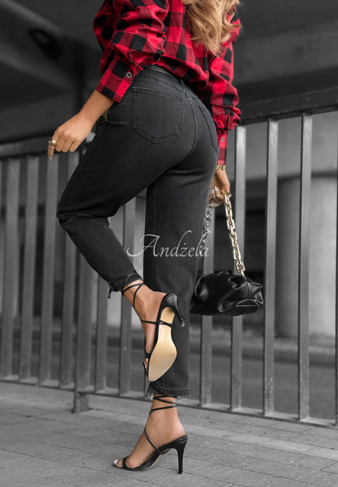 Denim pants with belt Too Real dark grey