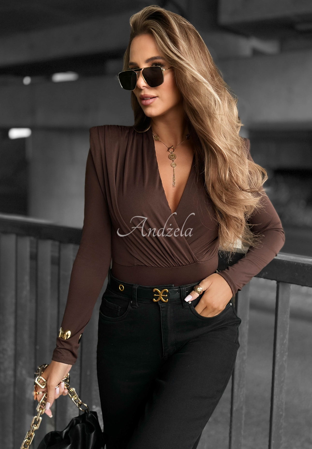 Just Begin Again chocolate envelope blouse