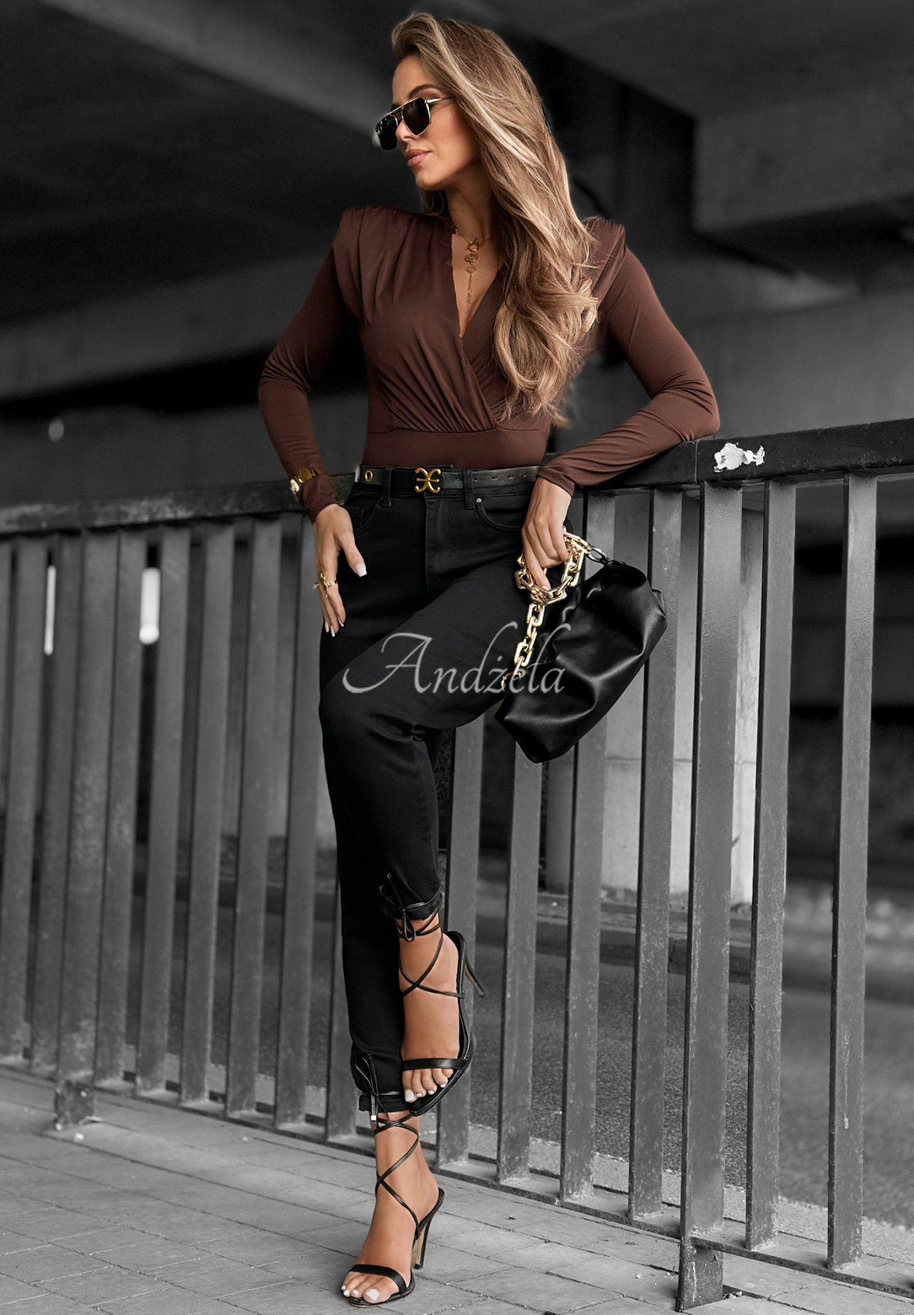 Just Begin Again chocolate envelope blouse