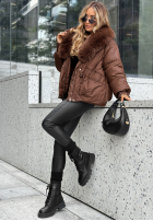 Puchowa kurtka z kapturem No Signal czekoladowa