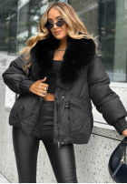 Puchowa kurtka z kapturem No Signal czarna