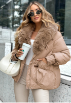 Puchowa kurtka z kapturem No Signal beżowa
