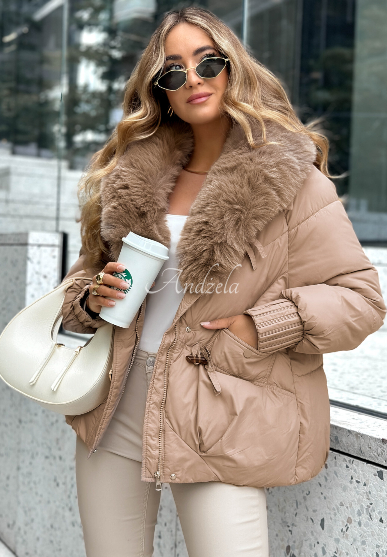 No Signal beige quilted jacket