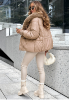 Puchowa kurtka z kapturem No Signal beżowa