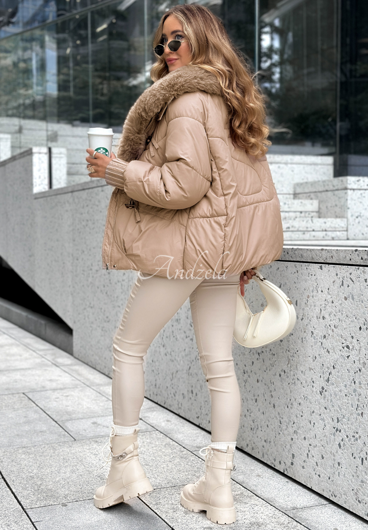No Signal beige quilted jacket