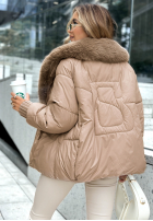 Puchowa kurtka z kapturem No Signal beżowa