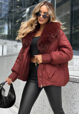 No Signal burgundy quilted jacket