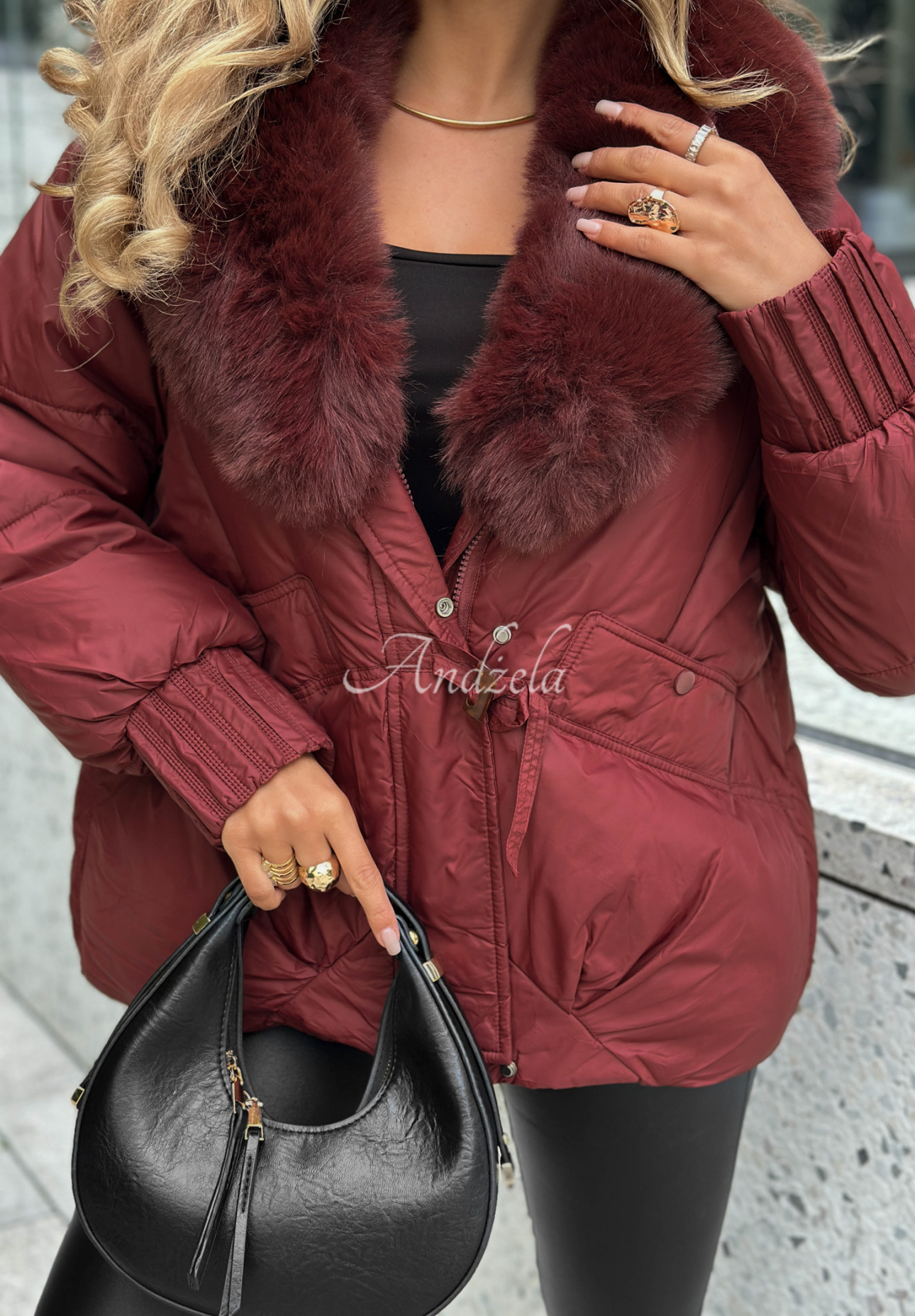 Pikowana kurtka No Signal burgundowa