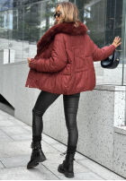 Puchowa kurtka z kapturem No Signal burgundowa