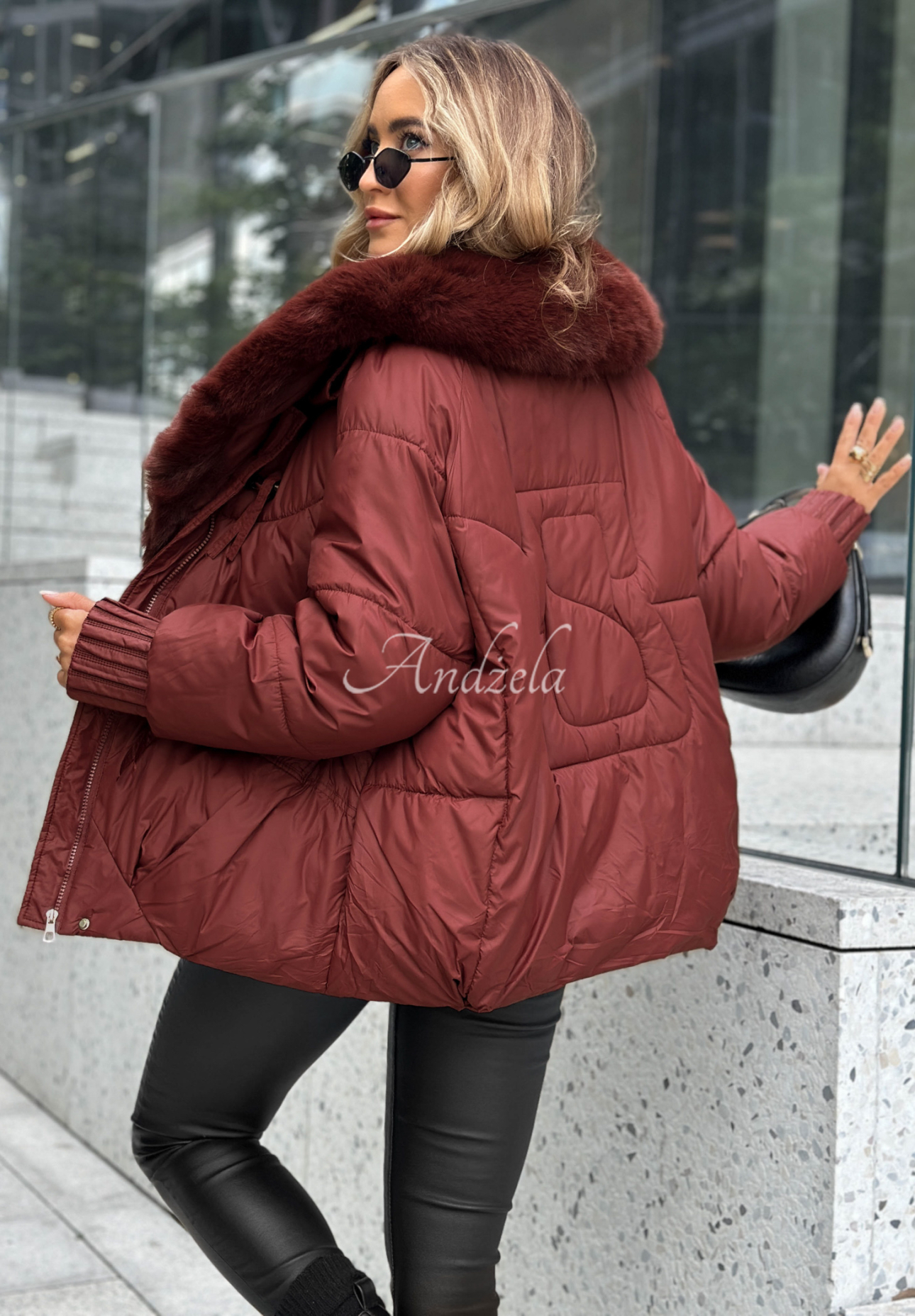 No Signal burgundy quilted jacket
