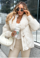 Puchowa kurtka z kapturem No Signal beżowa