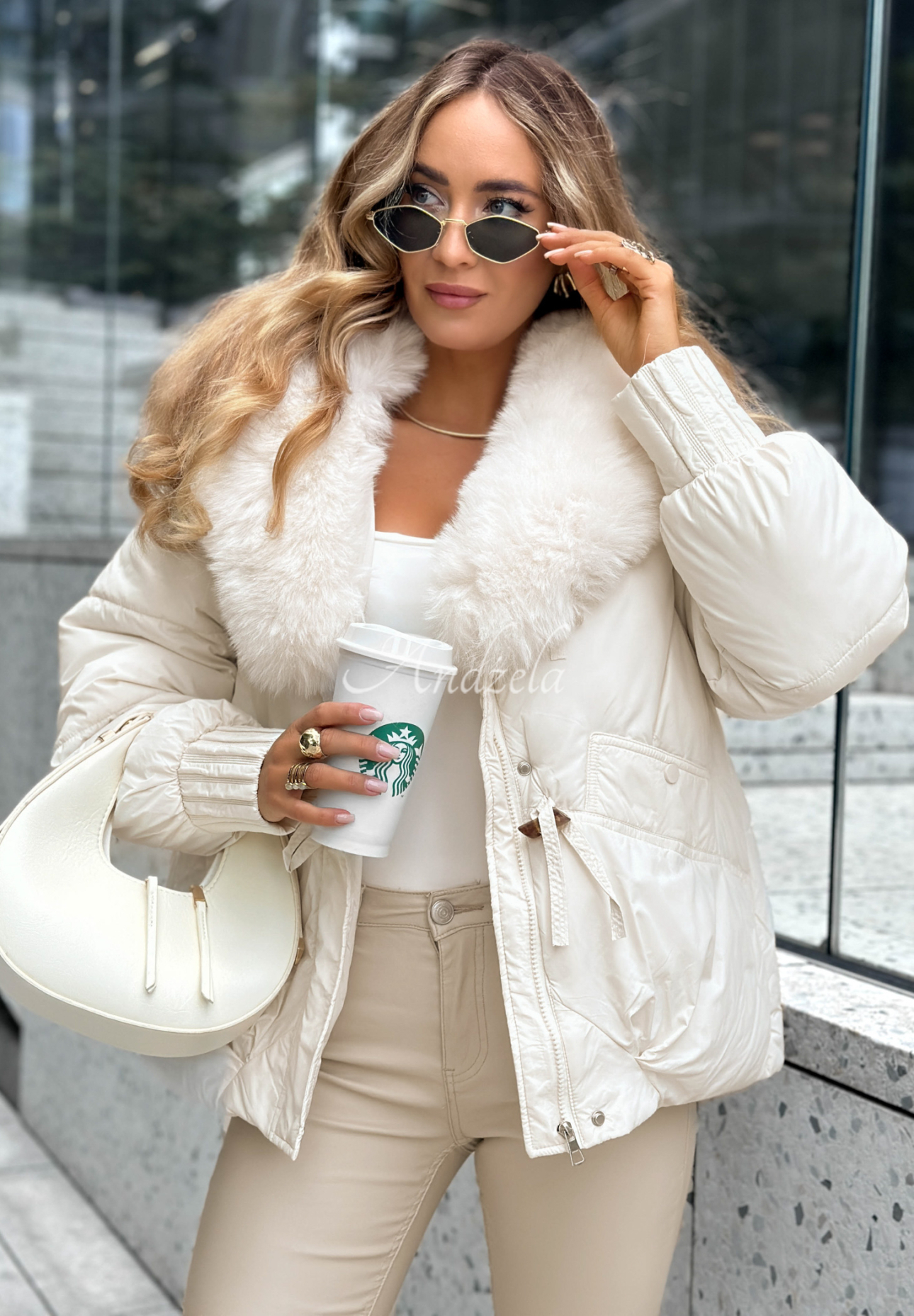 No Signal ecru quilted jacket