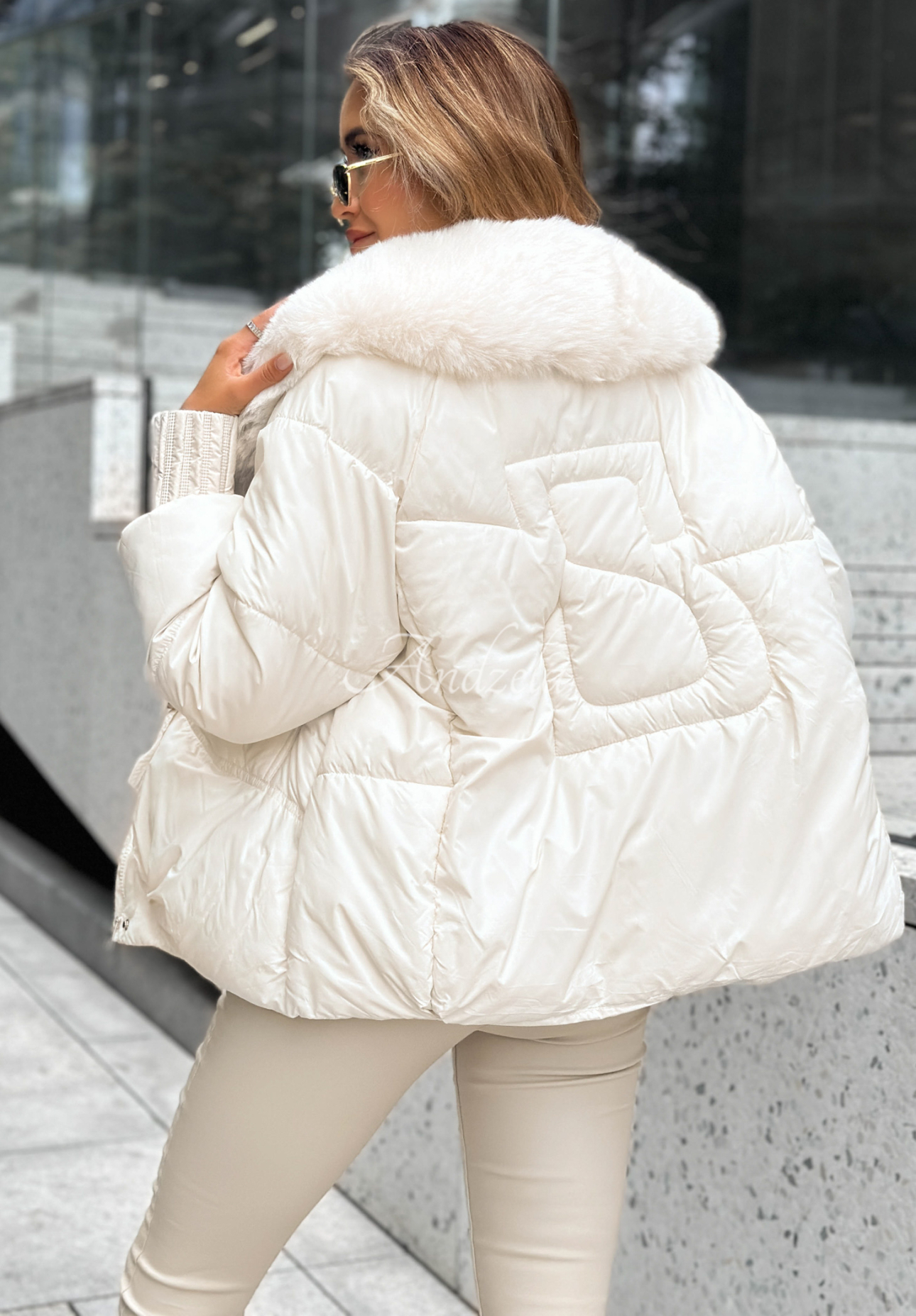 No Signal ecru quilted jacket