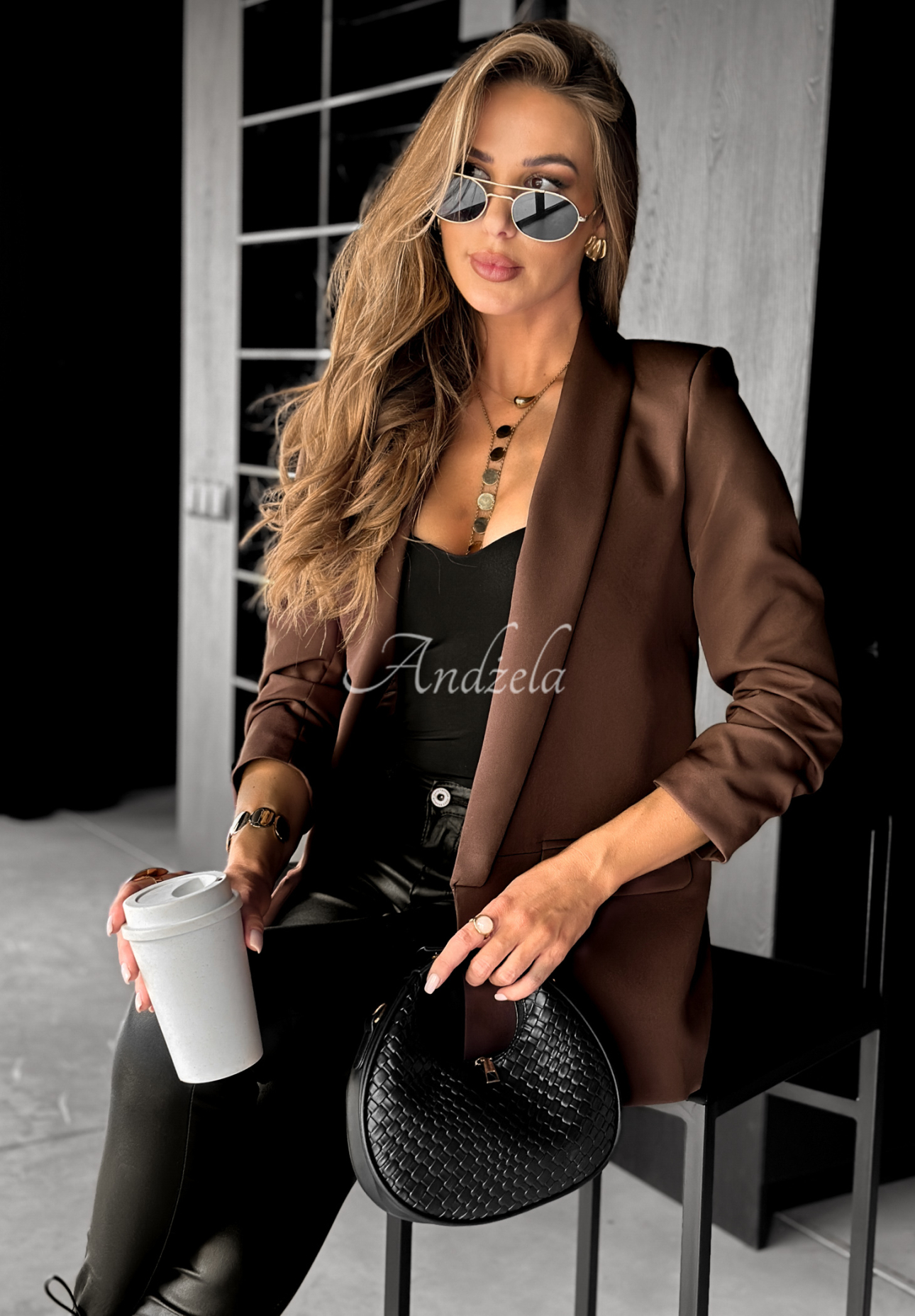 Klasyczna marynarka Premium czekoladowa