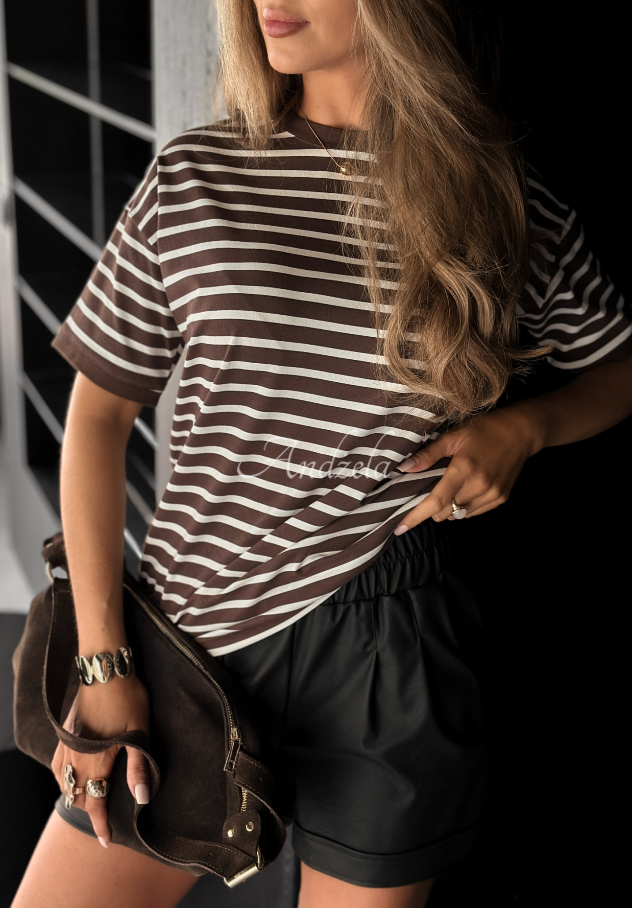 Long Story striped t-shirt chocolate