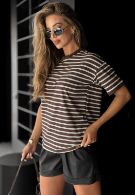 Long Story striped t-shirt chocolate