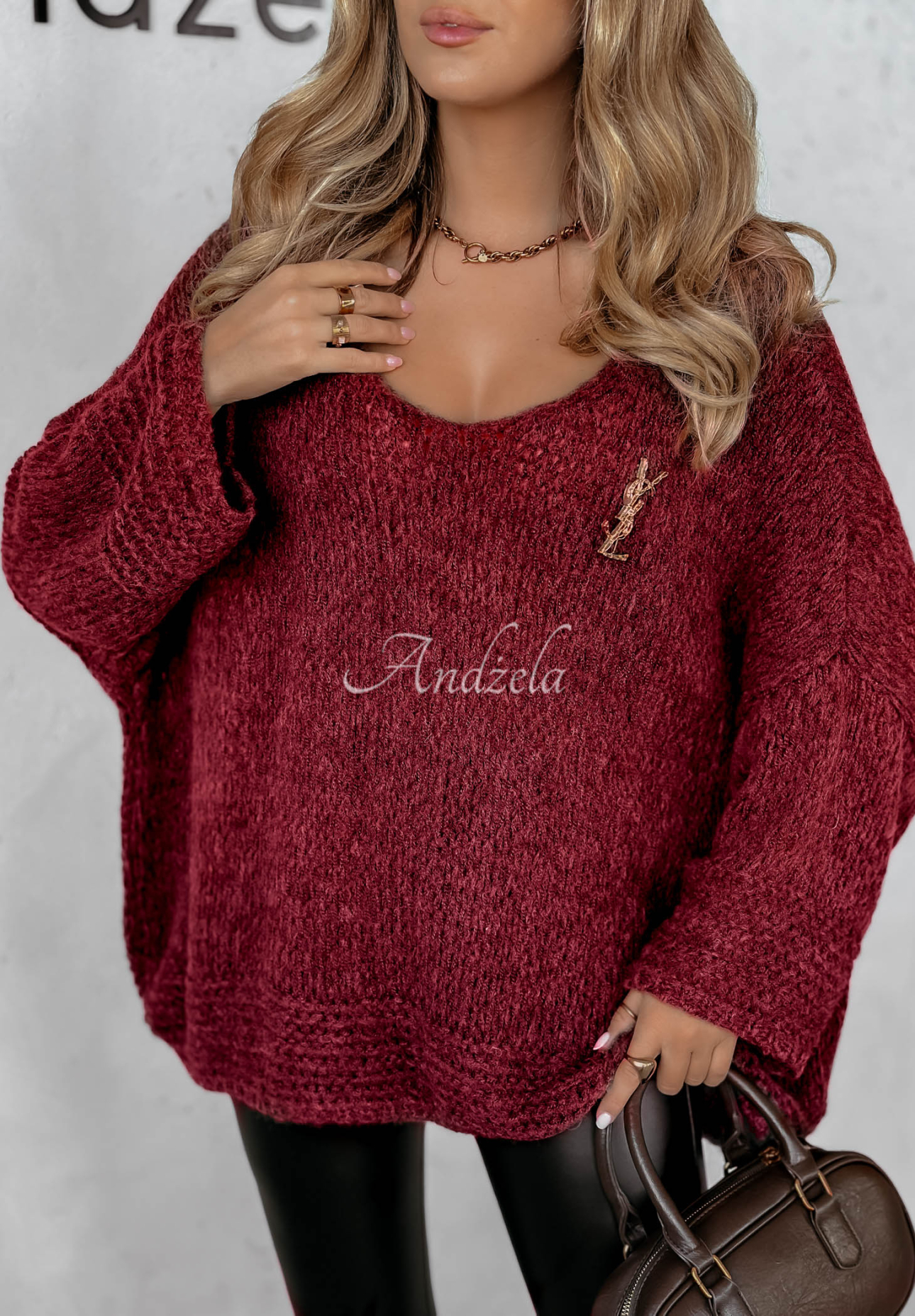Sweter oversize Gentle Cuddle burgundowy