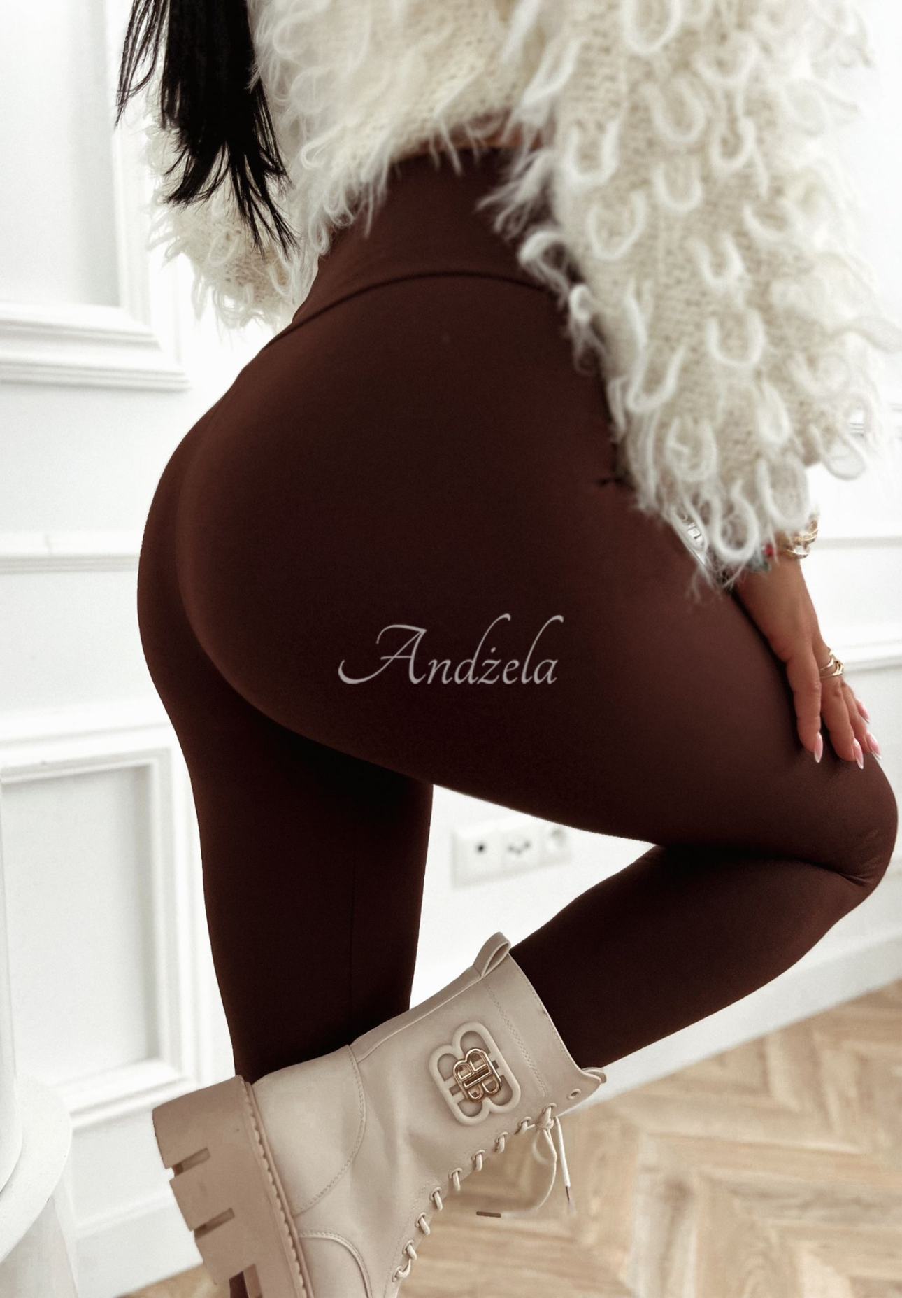 Viscose leggings with decoration Lost My Thought chocolate