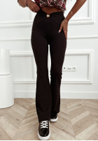 Wiskozowe legginsy dzwony ze zdobieniem Don't Forget You czarne