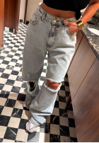 Spodnie jeansowe wide leg z przetarciami La Milla Look At Her niebieskie