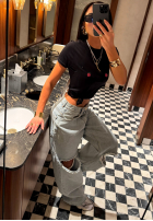 Spodnie jeansowe z przetarciami La Milla Look At Her niebieskie