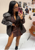 Spódnico-spodenki w panterkę La Milla Peony Blessings czekoladowe