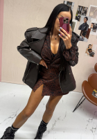 Krótka bluzka w panterkę La Milla Don’t Text Back czekoladowa