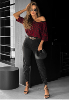 T-shirt oversize w panterkę Cascade burgundowy