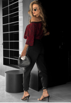 T-shirt oversize w panterkę Cascade burgundowy