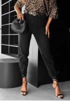 Spodnie jeansowe z paskiem mom fit Don’t Wait czarne